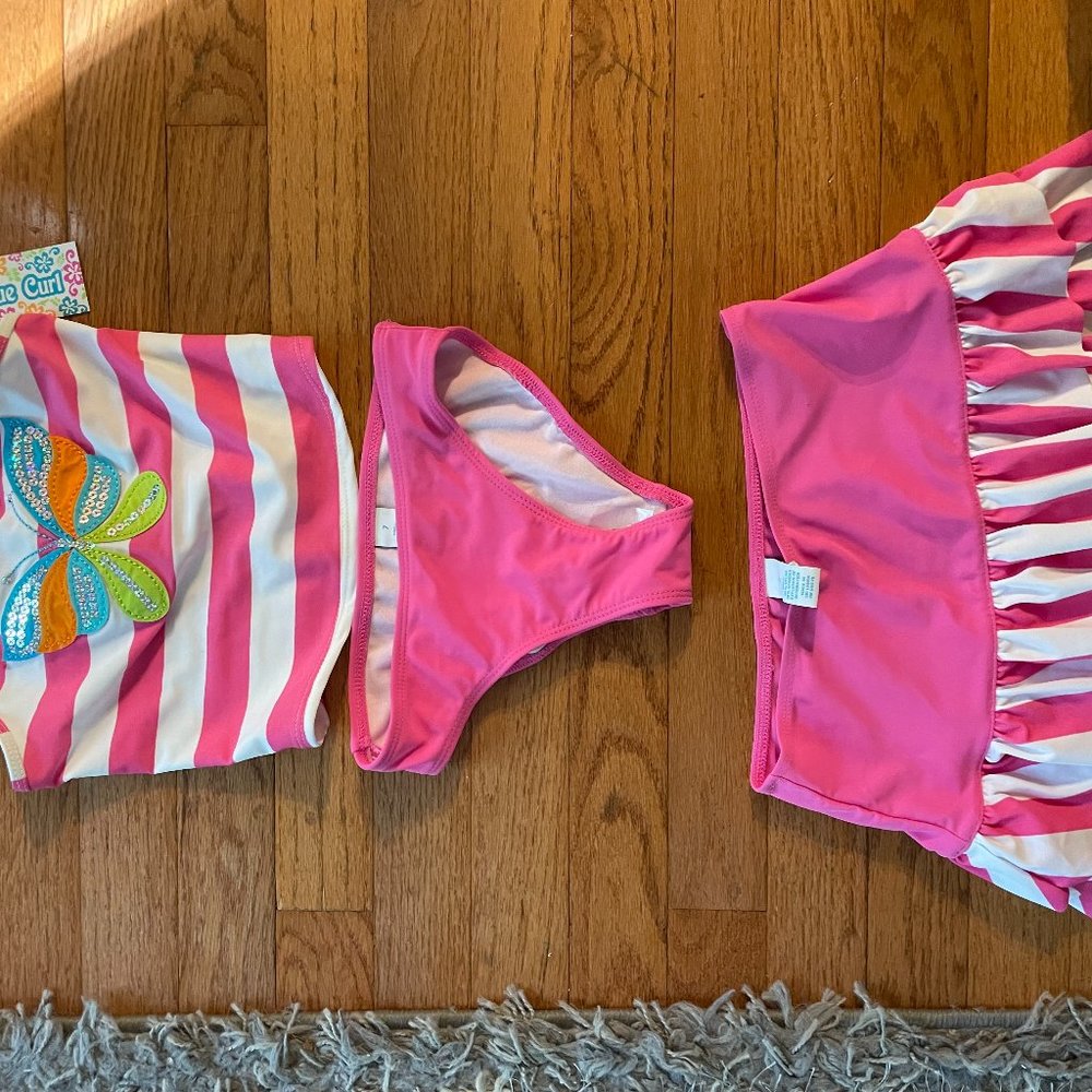 NWT Girls Size 7 3 Piece Tankini Swim Set